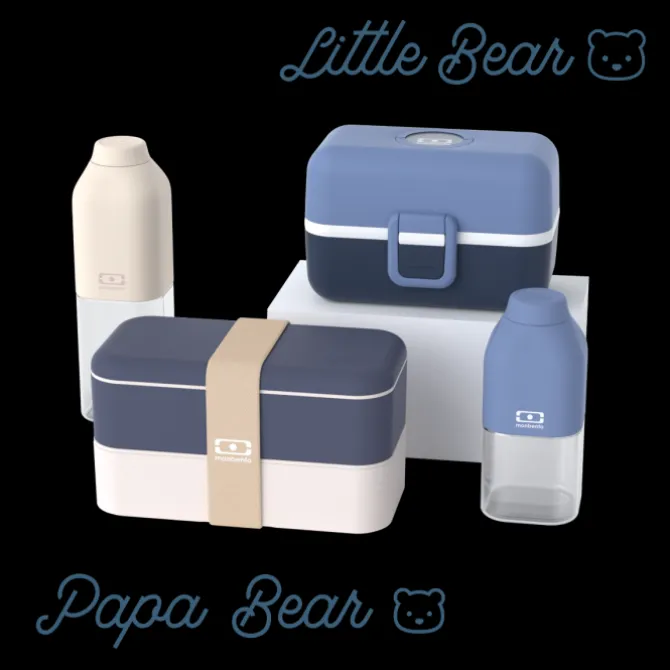 Shop Monbento Set lunch box parent/enfant bleu "Papa Bear/Little Bear"